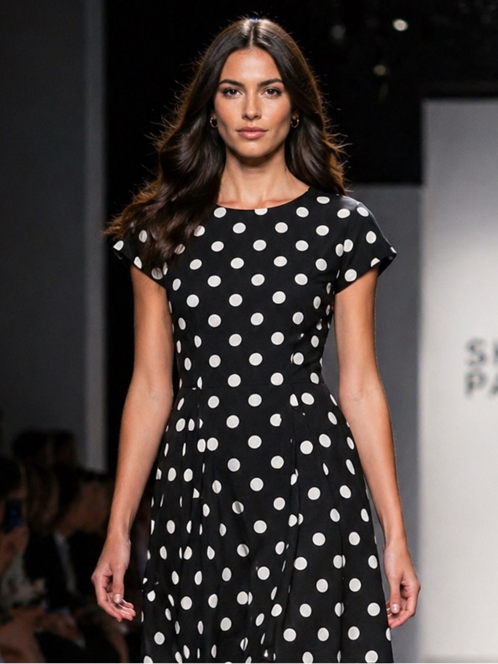 Shelby & Palmer Black White Polka Dot Dress Size 10 Classic Fit & Flare